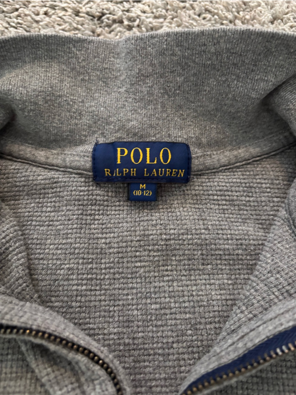 Polo Ralph Lauren Preppy Thermal Quarter Zip Gray Youth Kids Size M 10/12 - Picture 9 of 12